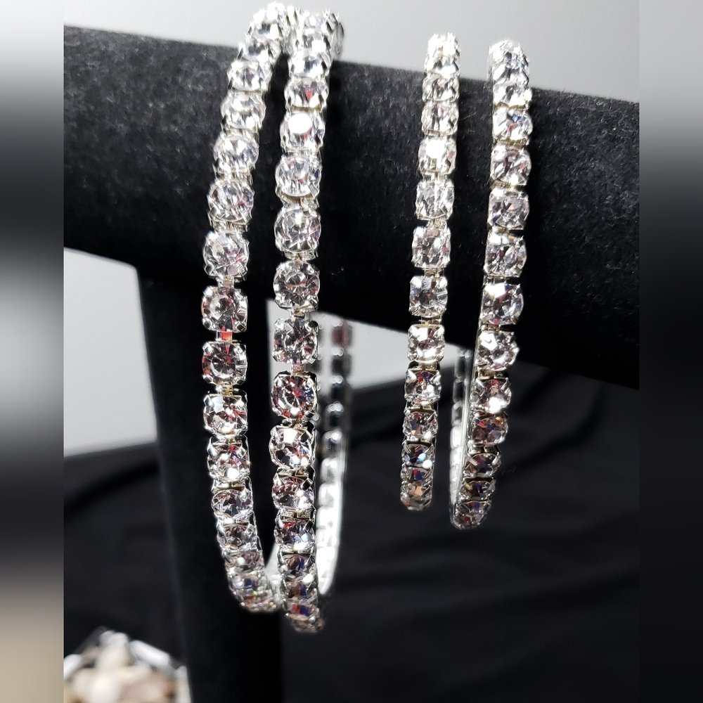 10cm silver Plated Hoop Earrings
